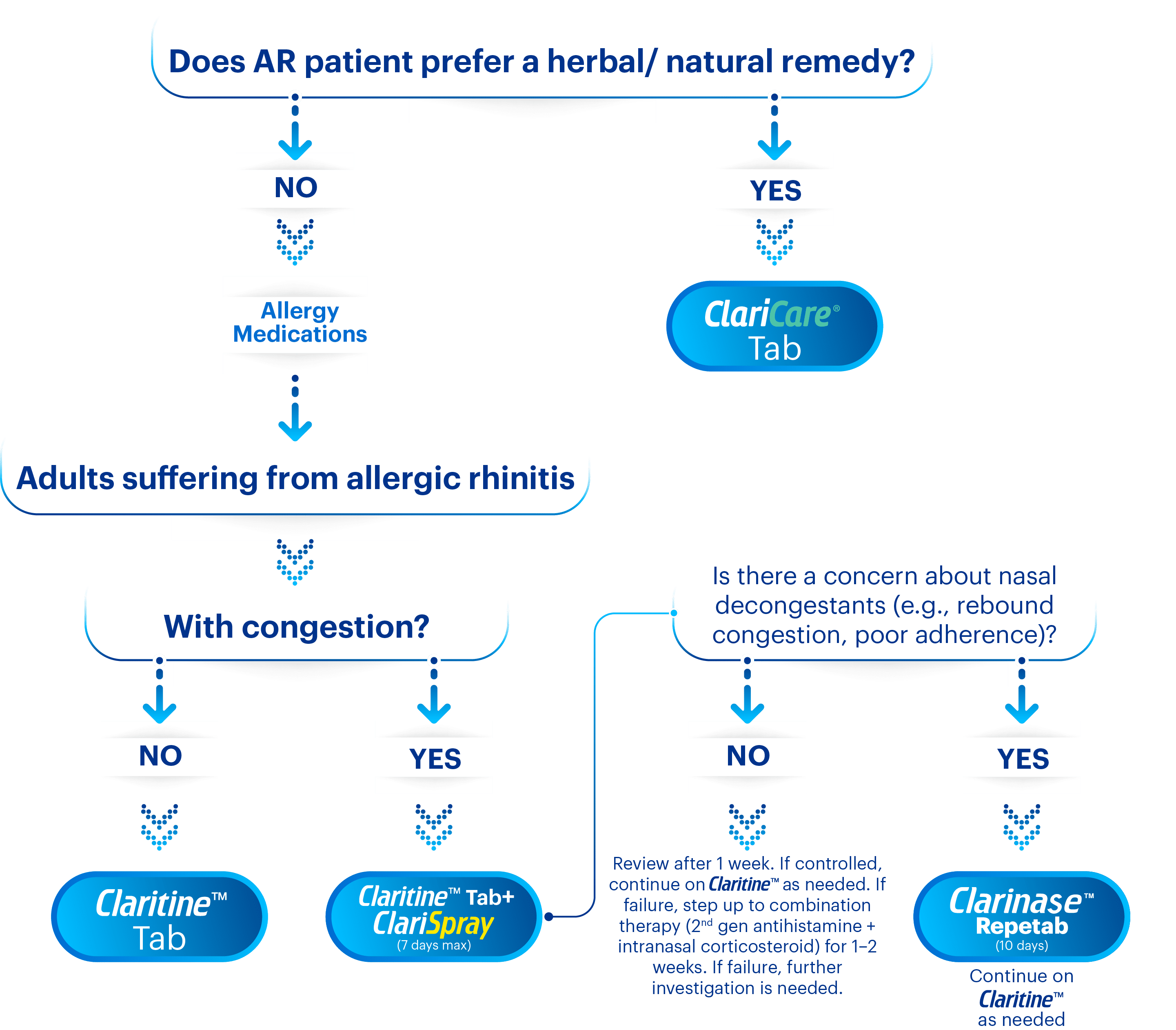 Flowchart of Bayer allergy portfolio treatment options