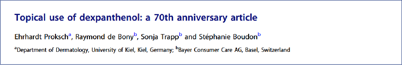Approximately 70 years ago, the first topical dexpanthenol-containing formulation (BepanthenTM Ointment) has been developed