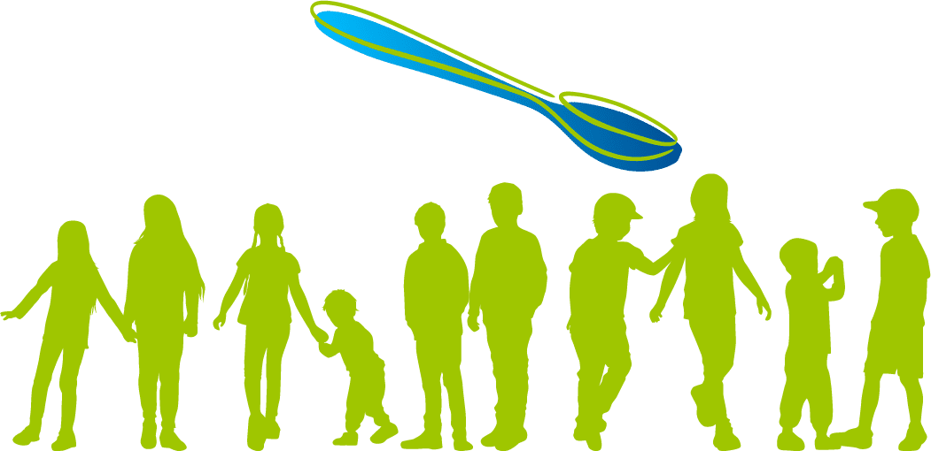 Children silhouettes with dosing spoon